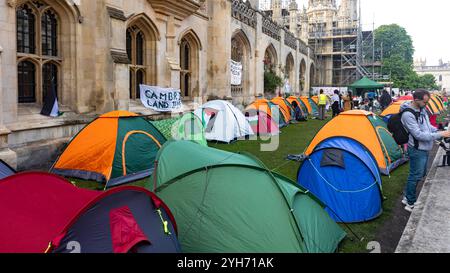 Pro-palästinensisches Studentenlager, vor dem Kings College, Cambridge Stockfoto