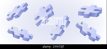 3D-Puzzle. Verschiedene Winkel eingestellt. Vektorabbildung Stock Vektor