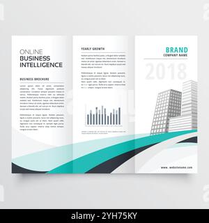 Blaue wellenförmige corporate business Etui Broschüre Design vector Template Stock Vektor