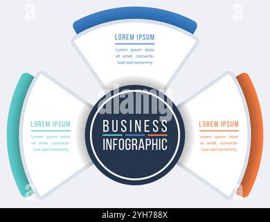 3 Schritte Infografik Geschäftsinformationen 3 Objekte, Schritte, Elemente oder Optionen Infografik-Designvorlage Stock Vektor