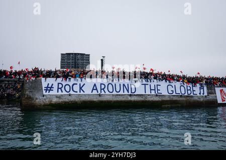 Ambiance chenal Start der Vendée Globe 2024-2025, 10. Ausgabe des Solo Nonstop rund um die Welt Yachtrennen, am 9. November 2024 in Les Sables-d'Olonne, Frankreich - Foto Pierre Bouras / DPPI Stockfoto