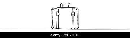 Minimalistische Darstellung einer Geschäftsaktentasche, gezeichnet mit einer einzigen durchgehenden Linie. Vektorabbildung. Stock Vektor