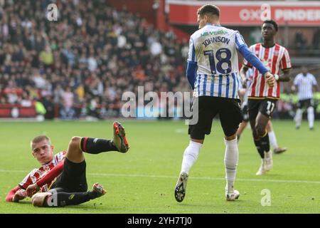 Sheffield, Großbritannien. November 2024. Bramall Lane, Sheffield, England, 10. November 2024: Marvin Johnson (18. Sheffield Mittwoch) während des EFL Sky Bet Championship Matches zwischen Leeds United und Sheffield United in der Bramall Lane in Sheffield, England am 10. November 2024. (Sean Chandler/SPP) Credit: SPP Sport Press Photo. /Alamy Live News Stockfoto