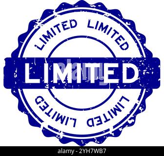 Grunge blue limited Wort runde Gummidichtung Stempel auf weißem Hintergrund Stock Vektor
