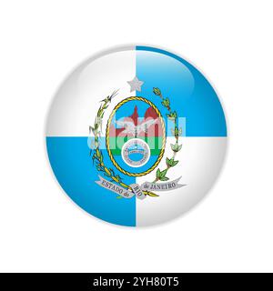 Flagge Bandeira do estado do Rio de Janeiro auf Knopf Stock Vektor
