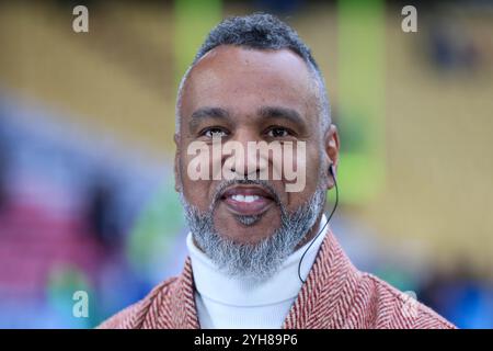 München, Deutschland. November 2024. NFL Munich Game New York Giants - Carolina Panthers am 10.11.2024 in der Allianz Arena in München Patrick Esume Foto: Revierfoto Credit: ddp Media GmbH/Alamy Live News Credit: ddp Media GmbH/Alamy Live News Stockfoto