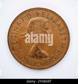 Königin Elisabeth II. Eine Penny-Münze aus dem Jahr 1967 Stockfoto