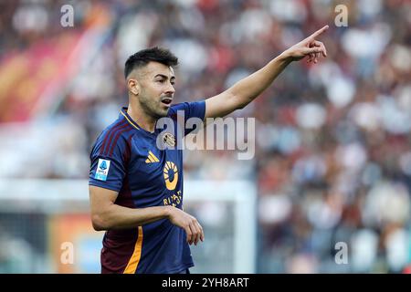 Rom, Italien. November 2024. Stephan El Shaarawy von Roma Gesten während des italienischen Meisterschaftsspiels Serie A zwischen AS Roma und Bologna FC am 10. November 2024 im Stadio Olimpico in Rom. Quelle: Federico Proietti / Alamy Live News Stockfoto