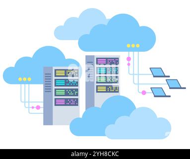 Cloud-Datenserver, Konzept für die Speichertechnologie für Online-Datenbanken Stock Vektor