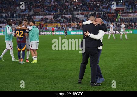 Roma, Italien. November 2024. Bolognas Cheftrainer Vincenzo Italiano feiert während des EniLive-Fußballspiels der Serie A zwischen Roma und Bologna im Olympiastadion Roms, Italien - Sonntag, 10. November 2024 - Sport Soccer ( Foto: Alfredo Falcone/LaPresse ) Credit: LaPresse/Alamy Live News Stockfoto