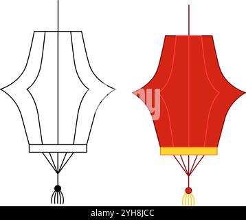 Chinesische Laternen-Design-Elemente für das mittlere Herbstfest und das chinesische Neujahr. Vektor-Zeichentrick-Illustration Stock Vektor