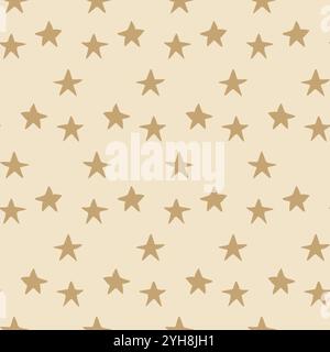 Einfaches, nahtloses Sternmuster. Baby-neutraler geschlechtsbezogener Hintergrund. Geschenkverpackung ruhig. Vektor handgezeichnet flache Illustration. Stock Vektor