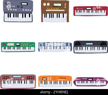 Synthesizer Set Cartoon Vektor Illustration Stock Vektor