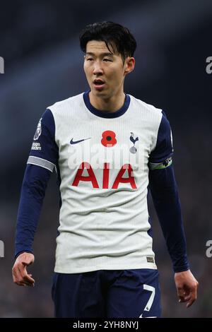 LONDON, Großbritannien - 10. November 2024: Heung-Min Sohn von Tottenham Hotspur während des Premier League-Spiels zwischen Tottenham Hotspur FC und Ipswich Town FC im Tottenham Hotspur Stadium (Credit: Craig Mercer/ Alamy Live News) Stockfoto
