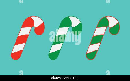 Traditionelle weihnachtsbonbons. Vektorgrafik. Stock Vektor