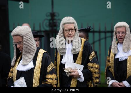 Vereinigtes Königreich. Oktober 2024. Lord and Lady Justices of Appeal in voller richterlicher Kleidung, die im House of Lords angekommen sind. Richter und Angehörige der juristischen Berufe im Vereinigten Königreich verlassen Westminster Abbey nach einem Gottesdienst zum Beginn des Rechtsjahres in England und Wales. (Credit Image: © Ian Davidson/SOPA Images via ZUMA Press Wire) NUR REDAKTIONELLE VERWENDUNG! Nicht für kommerzielle ZWECKE! Stockfoto