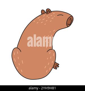 Nette Capybara sitzende Vektor flache Illustration Stock Vektor