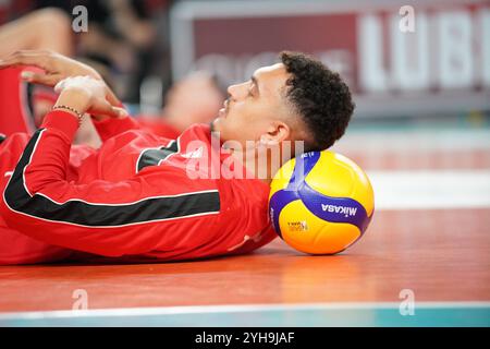 Chinenyeze Barthelemy (Lube Civitanova) während Cucine Lube Civitanova vs Gas Sales Bluenergy Piacenza, Volleyball Italian Serie A Men Superliga Match in Civitanova Marche, Italien, 10. November 2024 Stockfoto