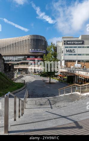 Das West Quay Einkaufszentrum in Southampton, Hampshire, Großbritannien, West Quay Einzelhandelskomplex im Stadtzentrum von Southampton, Hampshire, Großbritannien Stockfoto