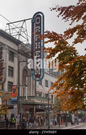 Alter Eingang zum Orpheum Theatre in der Granville Street in Vancouver Stockfoto