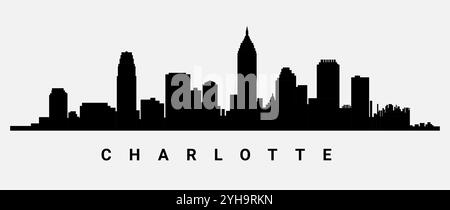 Charlotte Skyline Silhouette Design Kunst in der Innenstadt. Minimalistische Carolina Charlotte City Stock Vektor