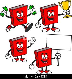 Buchzeichensatz 02, handgezeichnete Vektorillustrationen, isoliert auf transparentem Hintergrund Stock Vektor