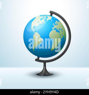 3D Erde Globus Welt Vektorsymbol. Reise Globus Cartoon einfache Illustration Geographie Tisch Schreibtisch Globus isoliertes Symbol. Stock Vektor