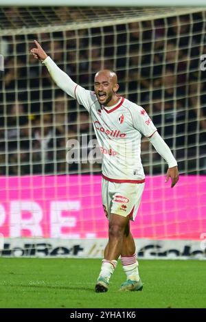 Salerno, Italien. November 2024. Ahmad Benali vom SSC Bari Gesten beim Spiel der Serie B zwischen US Salernitana und SSC Bari im Stadio Arechi, Salerno, Italien am 10. November 2024. Quelle: Nicola Ianuale/Alamy Live News Stockfoto