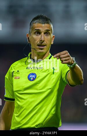 Salerno, Italien. November 2024. Schiedsrichter Livio Marinelli beim Spiel der Serie B zwischen US Salernitana und SSC Bari im Stadio Arechi, Salerno, Italien am 10. November 2024. Quelle: Nicola Ianuale/Alamy Live News Stockfoto