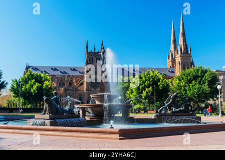 Der Archibald-Brunnen im Hyde Park in Sydney, Australien. Der Brunnen wurde 1932 enthüllt. Stockfoto