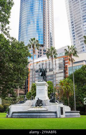 Die Statue von Kapitän Arthur Philip im Royal Botanic Garden in Sydney, Australien. Er war der erste Gouverneur von New South Wales im Jahr 1788-1792 Stockfoto