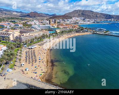 Teneriffa, Kanarische Inseln, Spanien 11.03.2024 Los Cristianos Beach, Luftbild. November 2024 Stockfoto