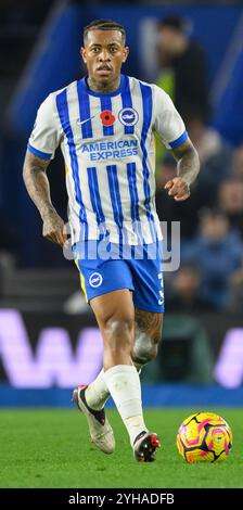 Brighton, Großbritannien. November 2024. Brighton, England - 9. November: Brighton & Hove Albion's Igor Julio während des Spiels der Premier League 2024/25 zwischen Brighton und Hove Albion gegen Manchester City im Amex Stadium am 9. November 2024 in Brighton, England. (David Horton/SPP) Credit: SPP Sport Press Photo. /Alamy Live News Stockfoto