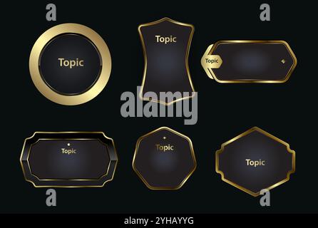 Gruppen von goldenen Optionen Vektor-, Luxus- und Premium-Optionen, Infografik mit drei goldenen Kreisen Stock Vektor