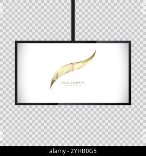 Hängendes 3D-Modell von realistischem TV-Bildschirm, LED, Plakatständer, TV auf einer transparenten Basketballvektorillustration Stock Vektor