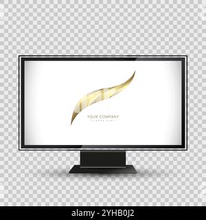 3D-Modell mit realistischem TV-Bildschirm, LED, Plakatständer auf einem transparenten Basketball-Vektor-Illustrationsdesign Stock Vektor
