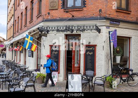 Jacobs Café und Restaurant in der Fußgängerzone Haga Nygata Straße in Göteborg Stockfoto