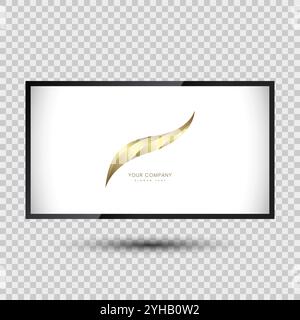 Das Modell eines realistischen Fernsehbildschirms, einer LED und eines Plakatständers auf einem transparenten Korb. Abbildung des 3D-LED-Monitors mit leerem LED-Monitor Stock Vektor