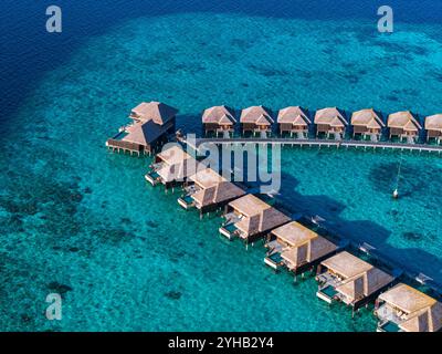 Aus der Vogelperspektive auf das Gaafu Dhaalu Atoll Maguhdhuvaa Island, Malediven Stockfoto