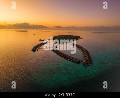 Aus der Vogelperspektive auf das Gaafu Dhaalu Atoll Maguhdhuvaa Island, Malediven Stockfoto