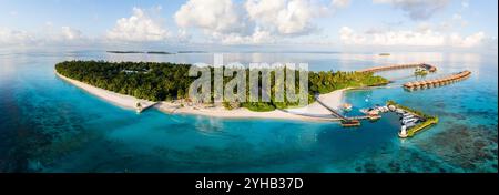 Aus der Vogelperspektive auf das Gaafu Dhaalu Atoll Maguhdhuvaa Island, Malediven Stockfoto