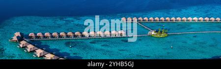 Aus der Vogelperspektive auf das Gaafu Dhaalu Atoll Maguhdhuvaa Island, Malediven Stockfoto