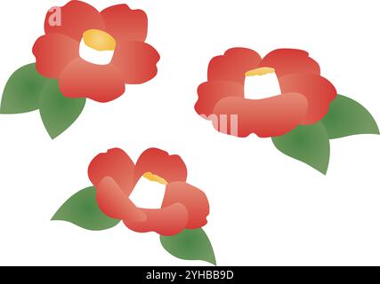 Einfache Kamelie-Illustration. Blumen werden oft als Material für japanische Neujahrskarten verwendet. Stock Vektor