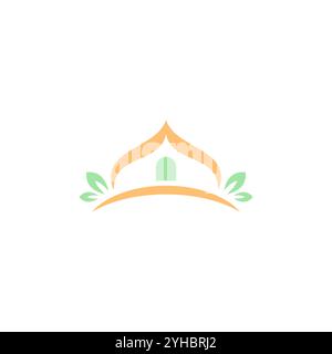 Mosque Leaf Logo Design Vektor Illustration. Kreatives islamisches Logo Stock Vektor