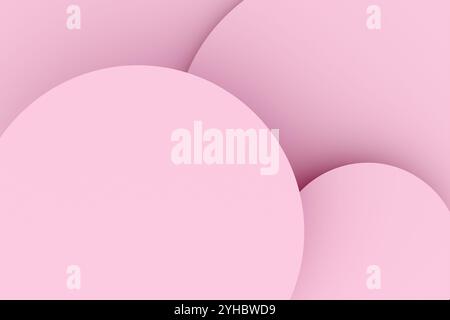 Abstrakte rosafarbene runde geometrische Formen für Hintergrund oder Hintergrund. Geometrische Textur. 3D-Rendering. Stockfoto