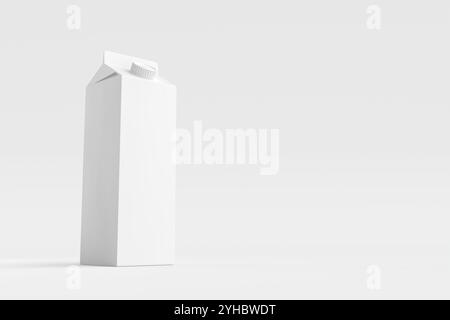 Leere weiße Kartonverpackung mit Schraubverschluss auf weißem Hintergrund. Bearbeitbare Modellvorlage für Ihr Markendesign. 3D-Rendering. Stockfoto