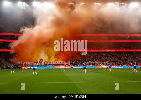 Lisboa, Portugal. November 2024. Benfica-Fans feiern in der 11. Runde der Liga Portugal Betclic zwischen Benfica und Porto. Endpunktzahl: Benfica 4:1 Porto. Quelle: SOPA Images Limited/Alamy Live News Stockfoto