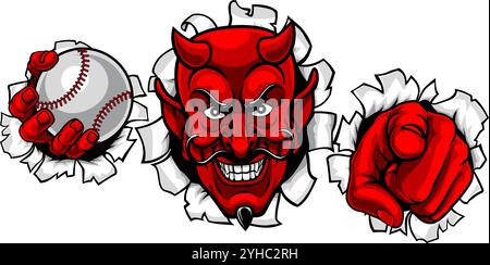 Illustration: Devil Baseball Ball Sport Team Maskottchen Stock Vektor