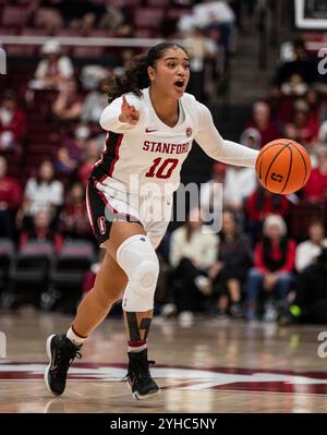 10. November 2024 Palo Alto CA, USA die Stanford-Gardin Talana Lepolo (10) spielt während des NCAA/ACC Women's Basketball-Spiels zwischen Gonzaga Bulldogs und dem Stanford Cardinal. Stanford schlug Gonzaga 89-58 im Maples Pavilion Stanford, CA. Thurman James /CSM Stockfoto