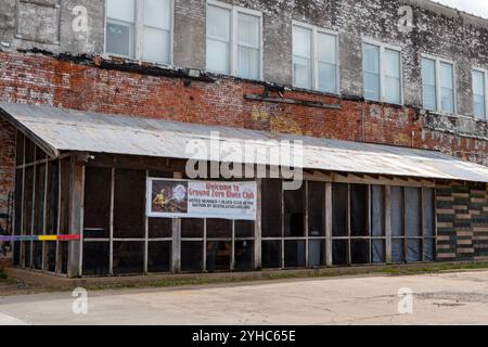 Hinter dem Ground Zero Blues Club in Clarksdale, Mississippi, Miteigentümer des Schauspielers Morgan Freeman. Stockfoto